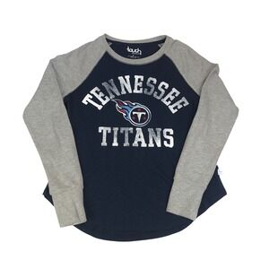 Touch Stadium Tennessee Titans Raglan Long Sleeve Shirt Navy Gray Womens Large